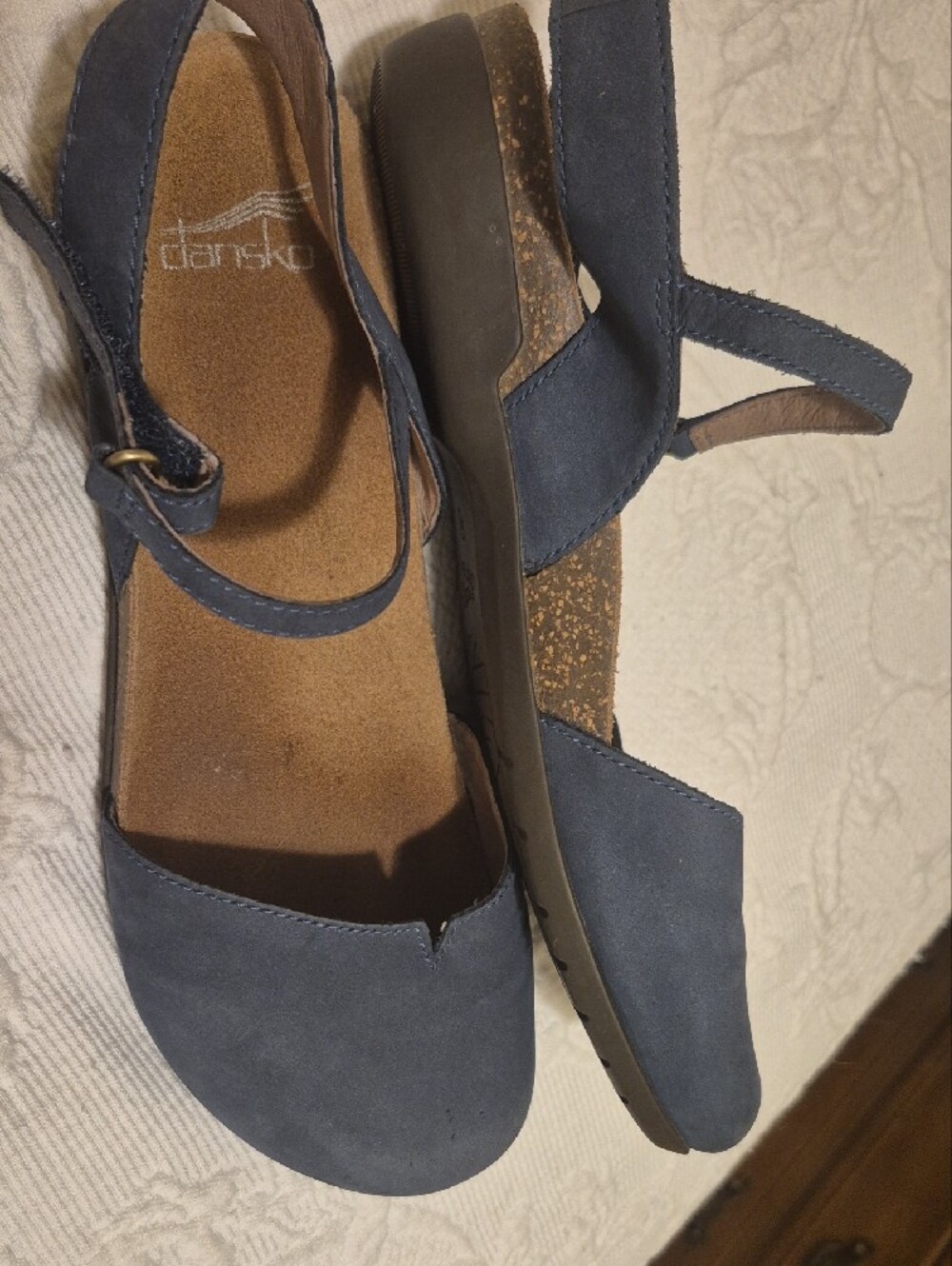 Dansko Blue Leather Closed-Toe Slingback Clogs, Size 40 - Picture 5 of 6